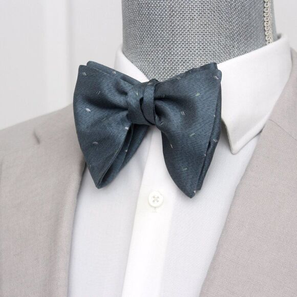 NWT Men's Self tied Bow Tie Dusty Blue Silk Butterfly Bowtie big bow tie S549 - Picture 9 of 9